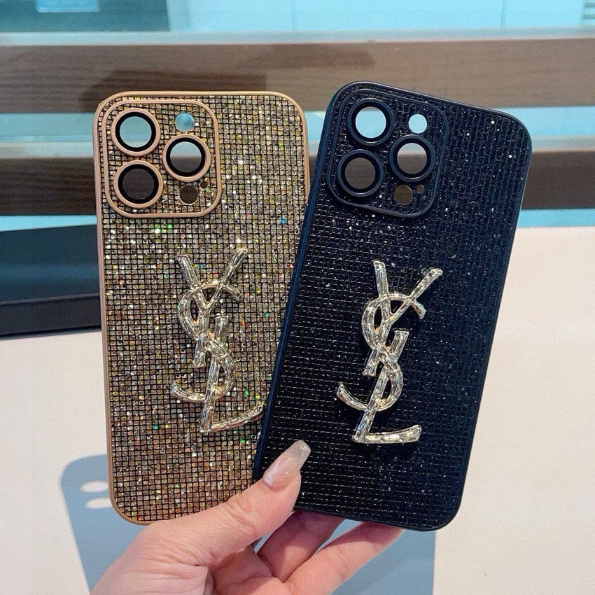 YSL Rhinestone Embellishments Phone Case 393859