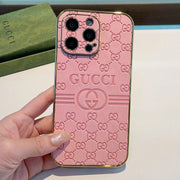 Gucci Electroplated Embossed Side Pink Phone Case 398649