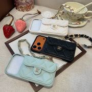 Chanel Quilted Caviar Leather Phone Case With Card Holder And Chain 398659