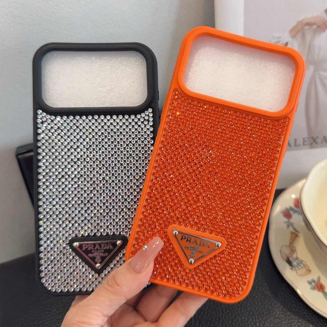 Prada Rhinestone Embellishments Phone Case 398664