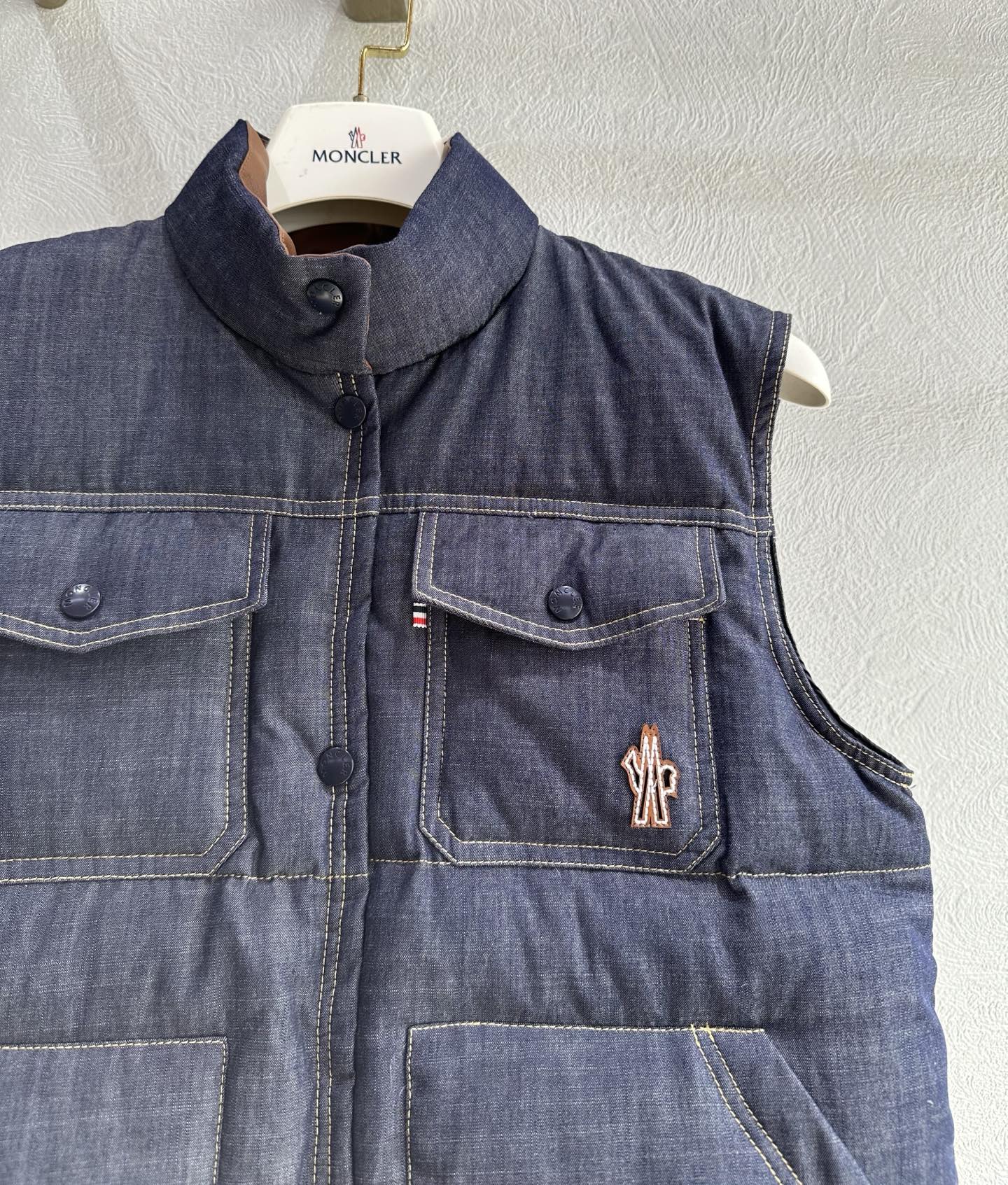 Moncler 2025 Grenoble Krachan Gilet Blue Denim Down