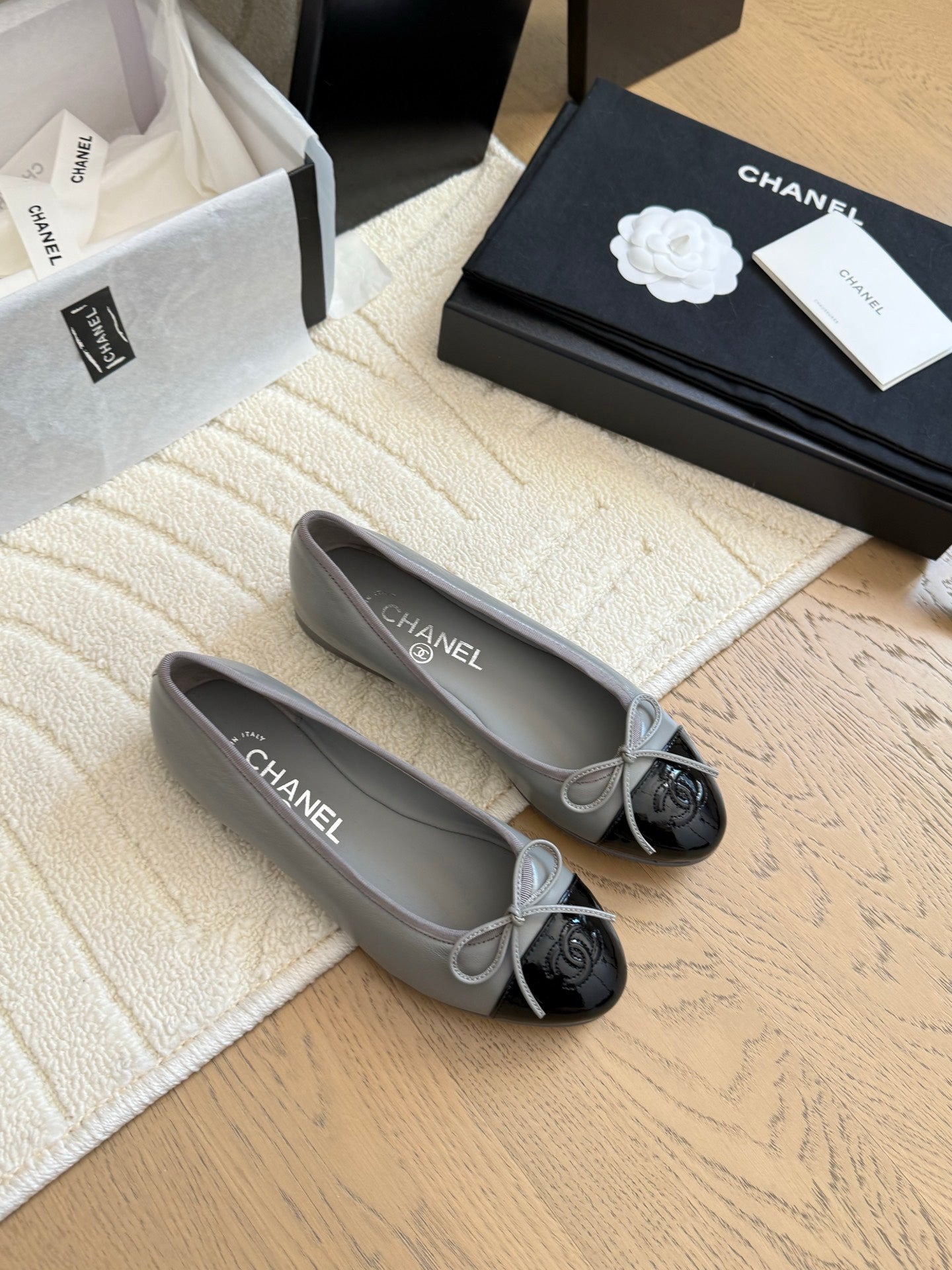 CC 25C Ballet Flat Two-tone Patent Calfskin