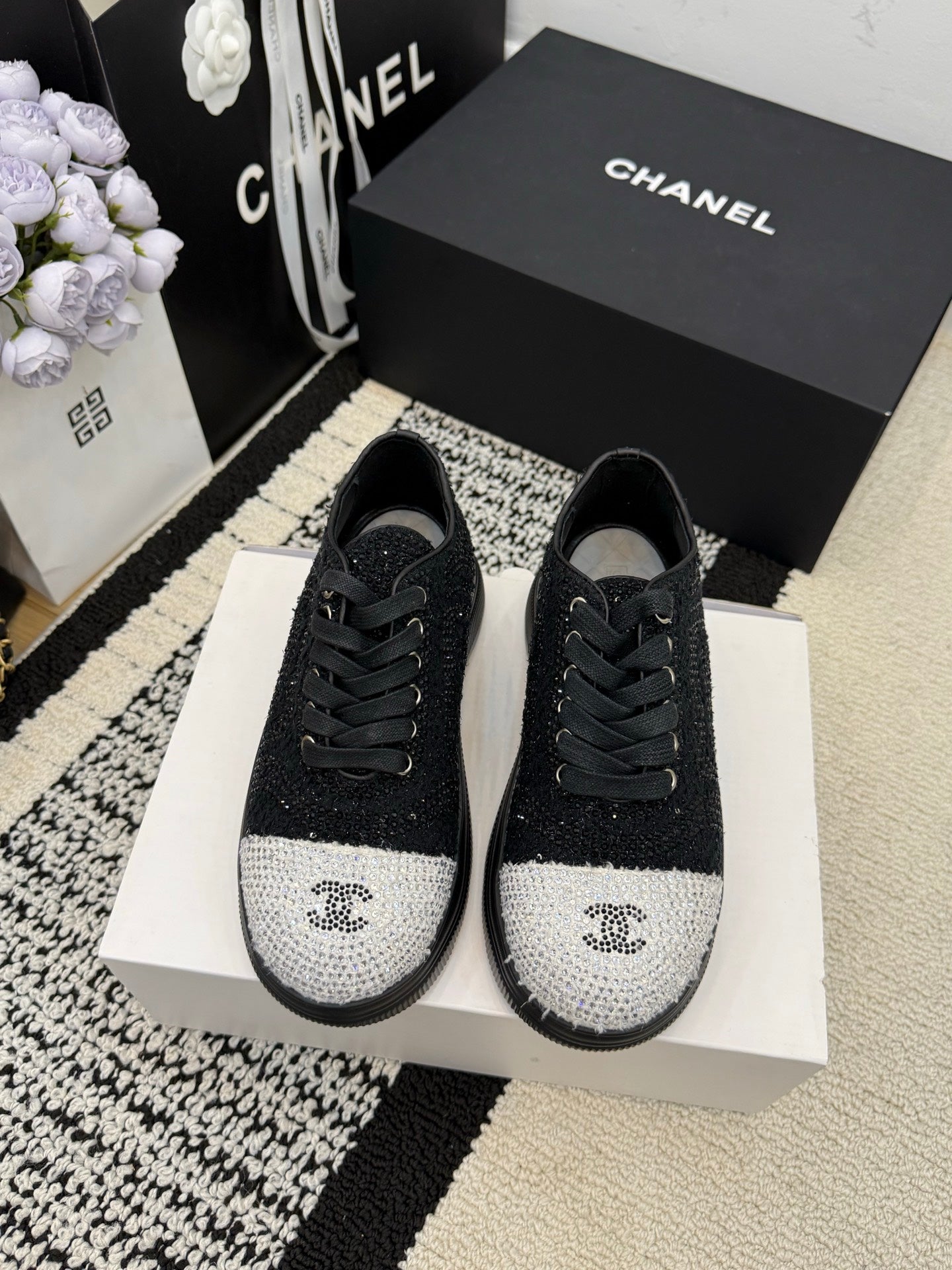CC 26 Crystal-embellished Sneaker Black Leather 588796