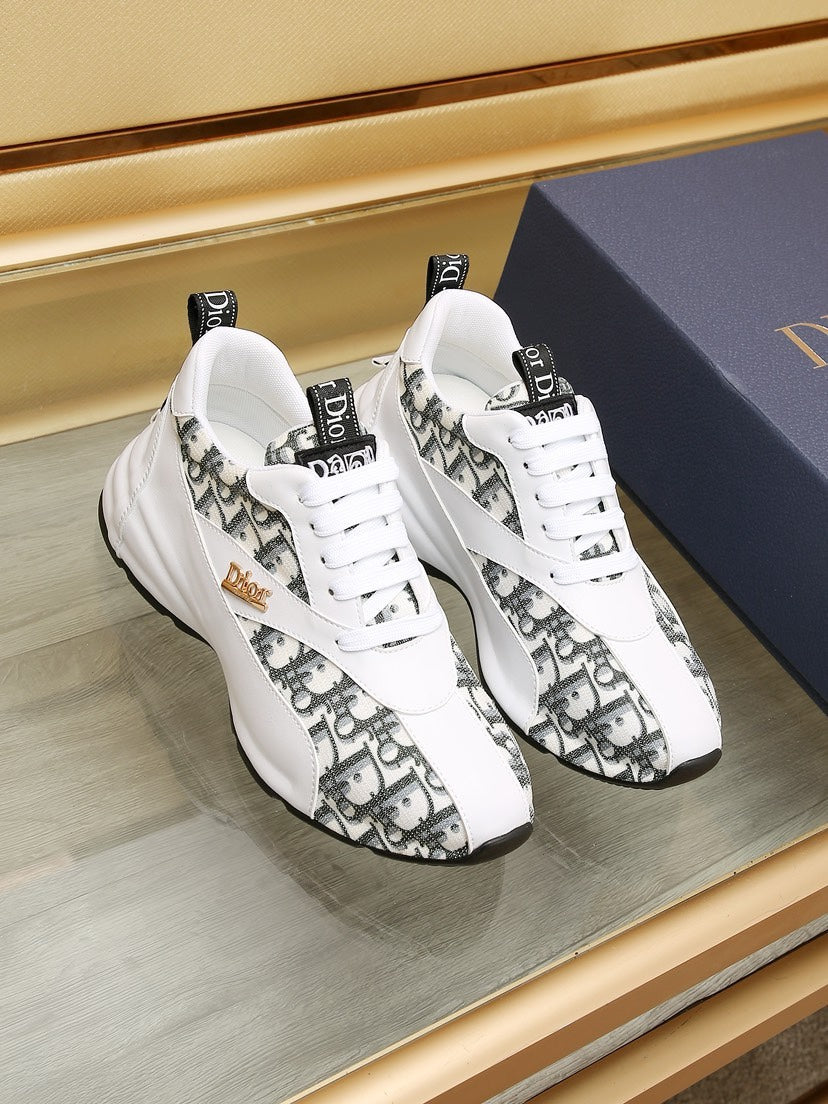 CD LINE SNEAKER WHITE AND CHARCOAL CALFSKIN