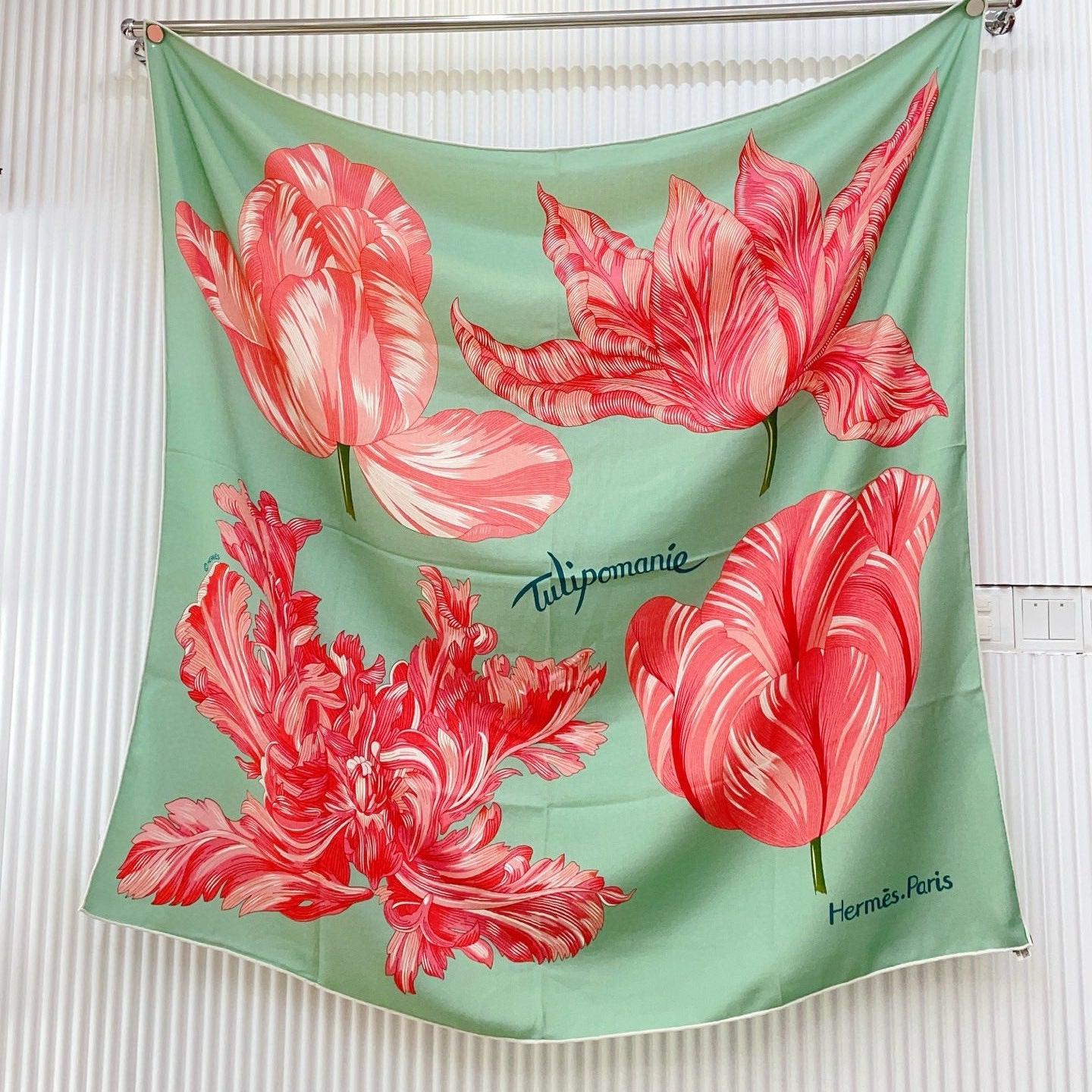 HM 25s Scarf 140cm Green Pink Cashmere 973318