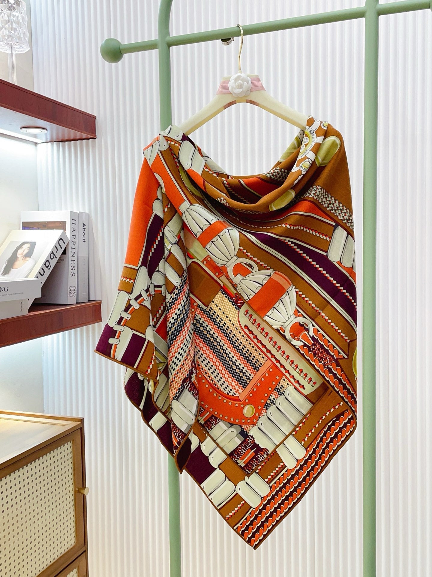 HM 25s Scarf 140cm Brown Orange Cashmere 973322