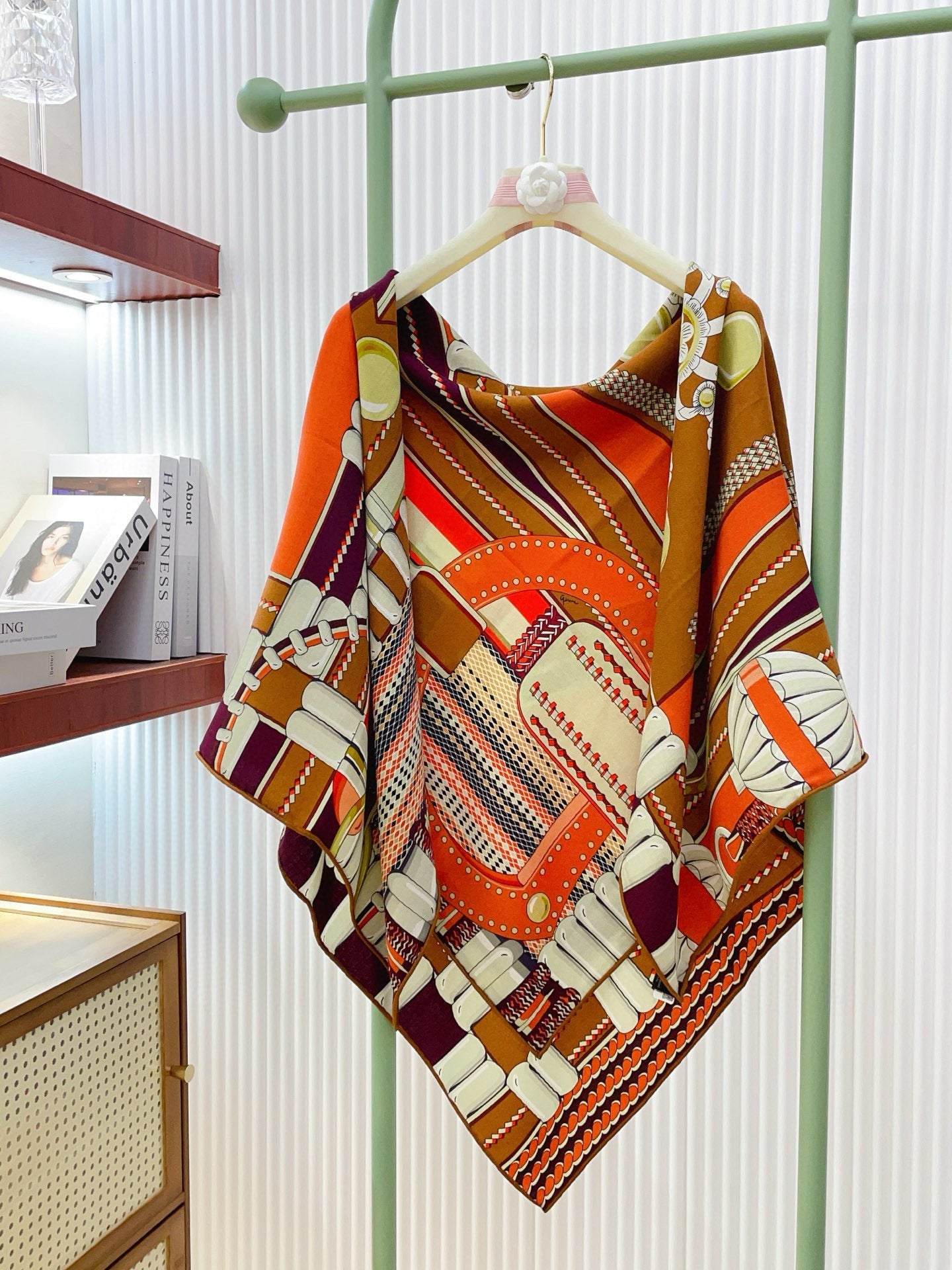 HM 25s Scarf 140cm Brown Orange Cashmere 973322