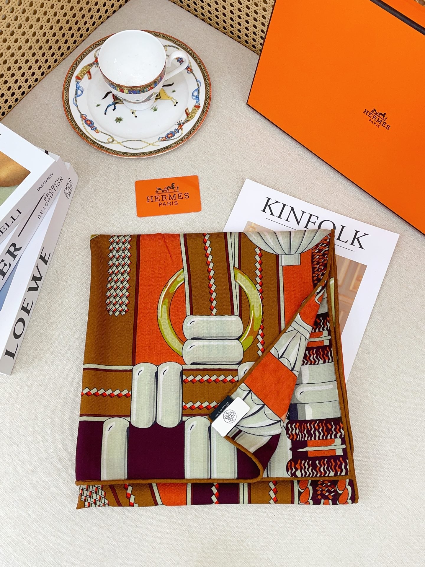 HM 25s Scarf 140cm Brown Orange Cashmere 973322