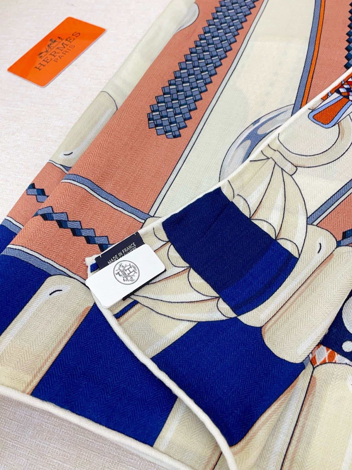 HM 25s Scarf 140cm Brown Blue Beige Cashmere 973323