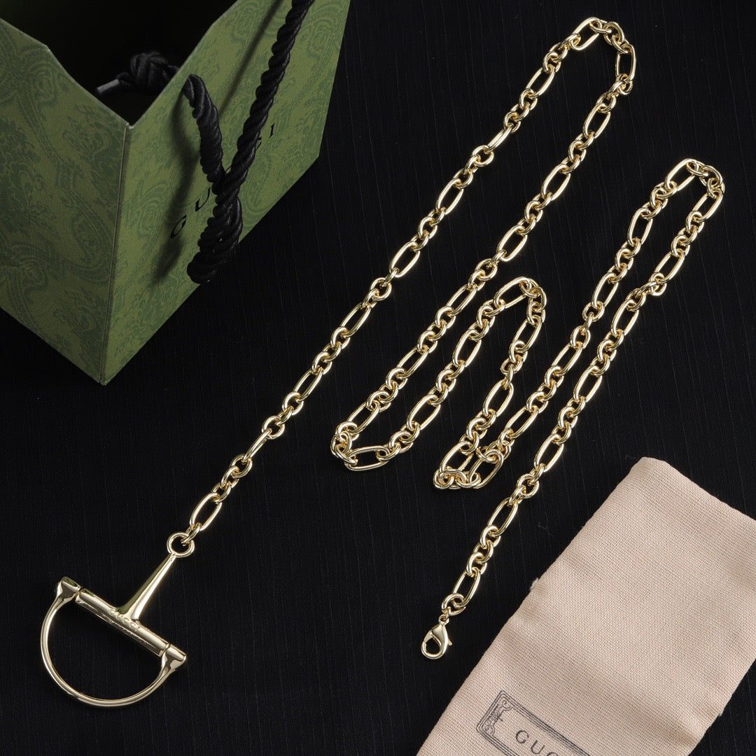 Gucci 2026 Half Horsebit Waist Chain Belt 204795