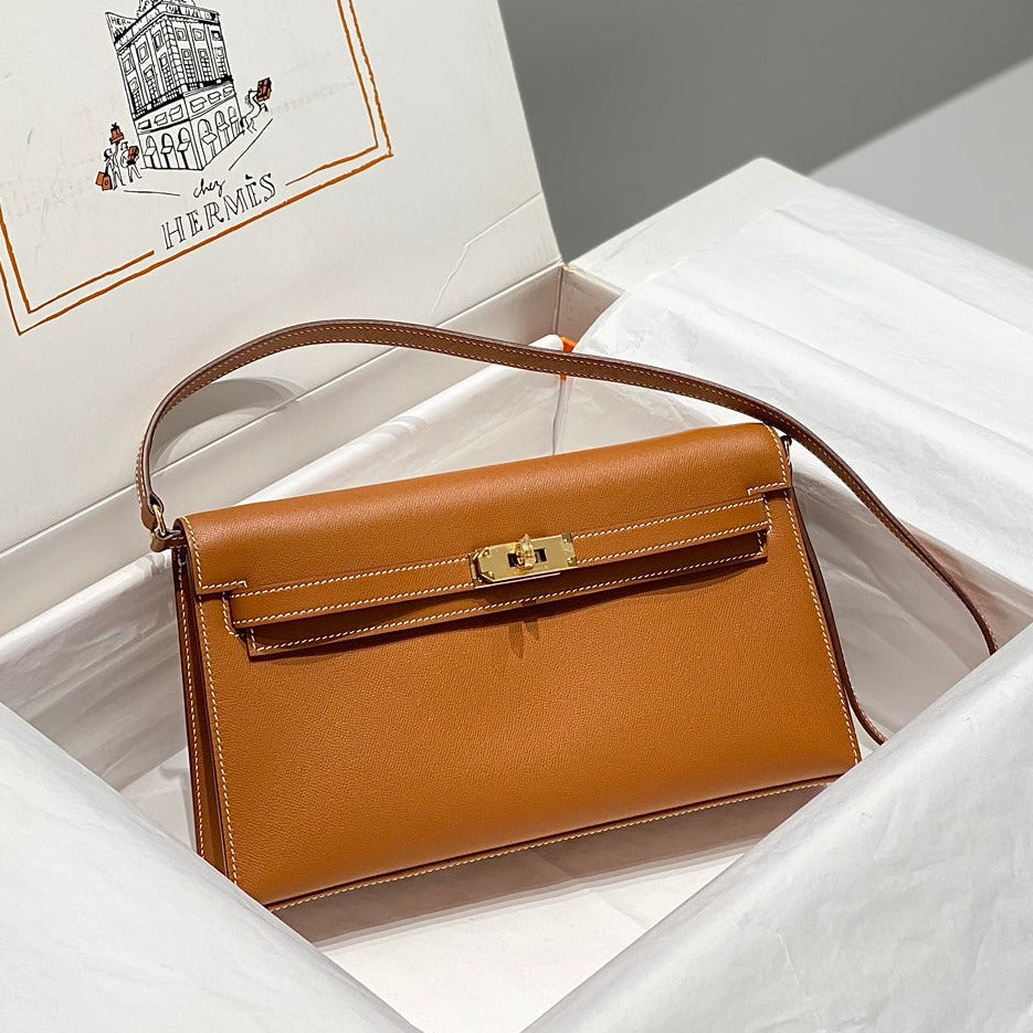 HM Kelly Elan 27cm Gold Leather Ghw