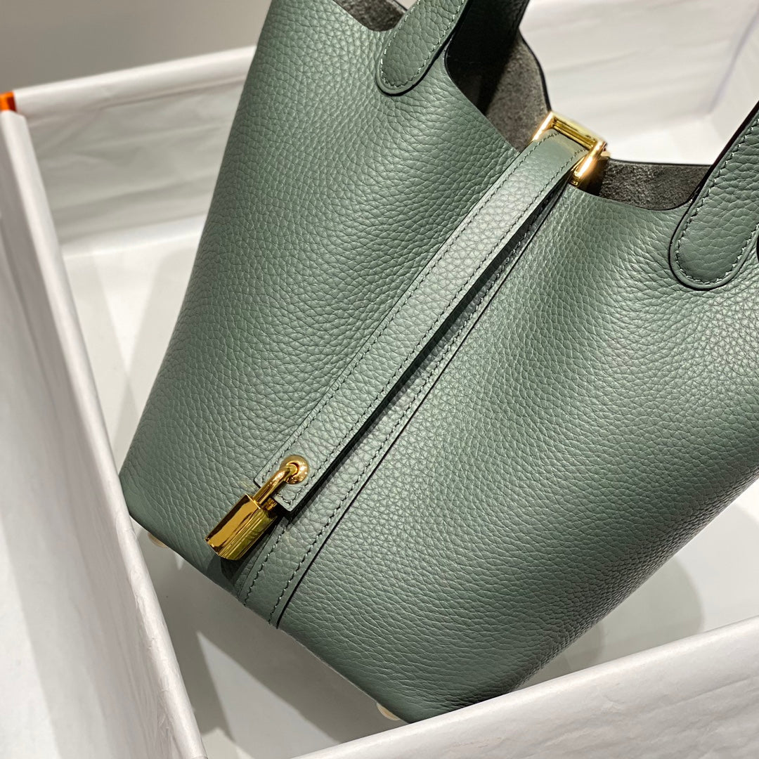 picotin lock grass green togo leather gold hardware