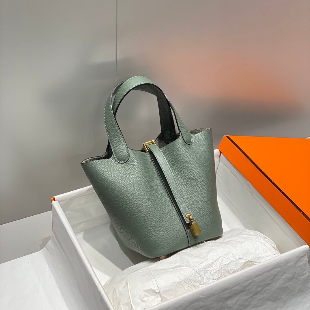 picotin lock grass green togo leather gold hardware