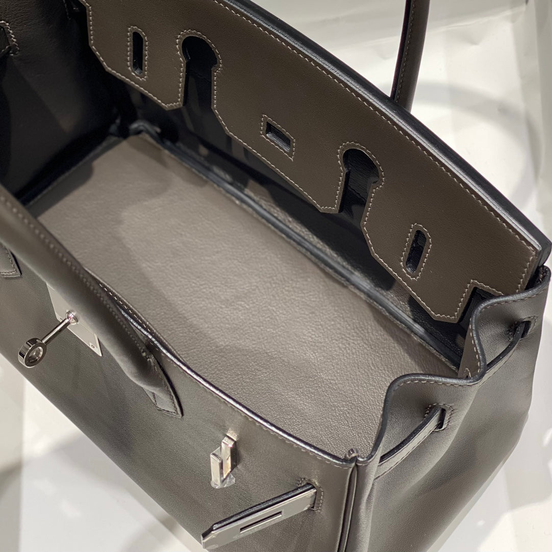 HM Shoulder Birkin 29 Black Chocolate Leather 222332