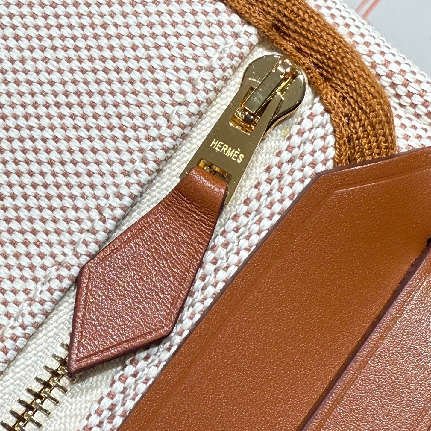 HM Mini Herbag Gold Buckle 20 Beige Canvas and Hunter Cowhide 243221