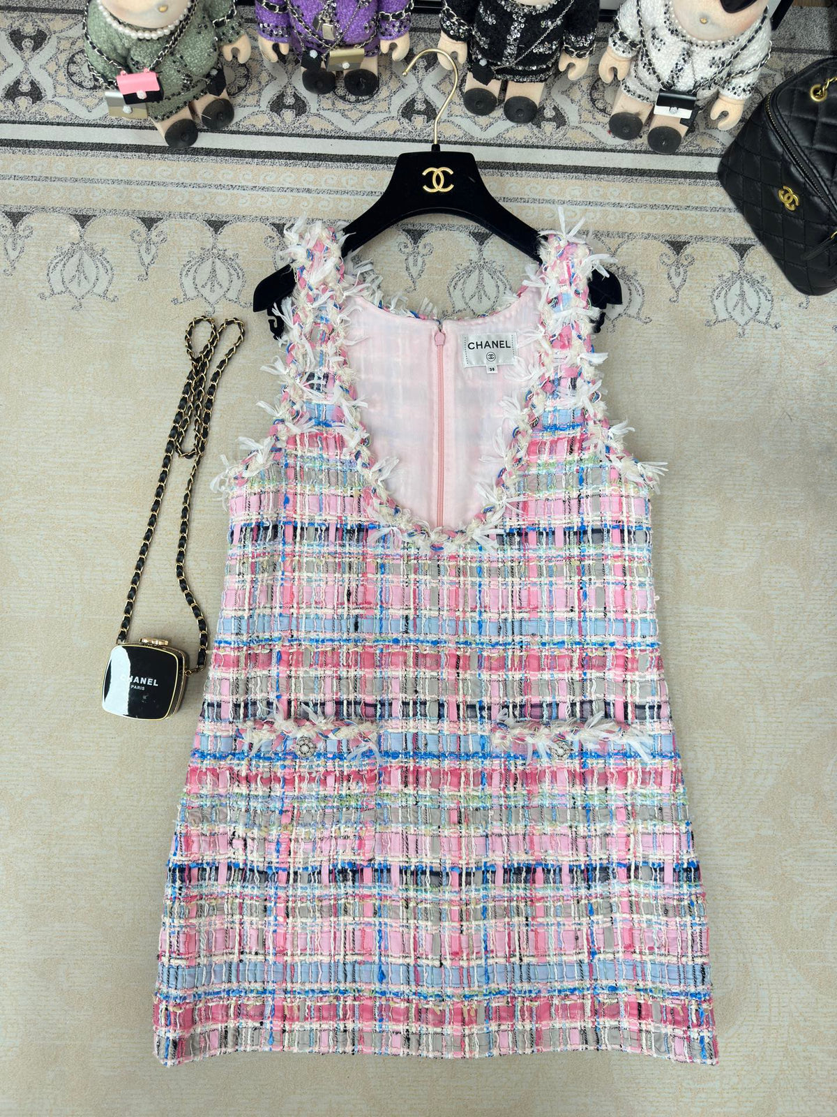 CC Tweed Vest Dress Pink  Cotton Polyamide 237351