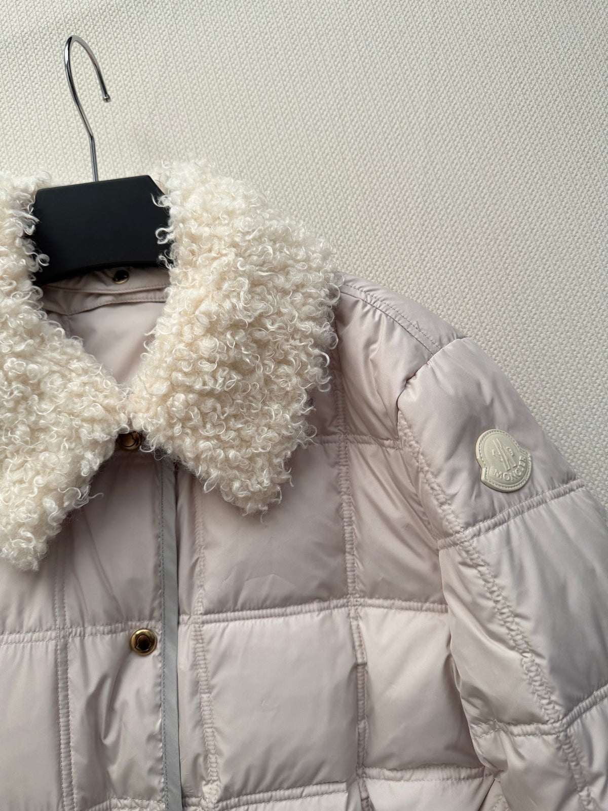 Moncler 2026 Cygnes Belted Short Jacket Pink Wool Down