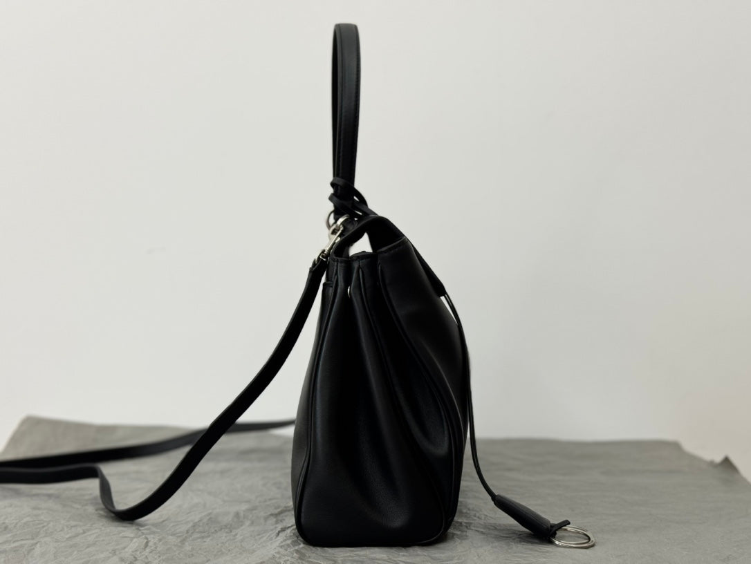 Balenciaga Medium Rodeo Bag 35 Black Calfskin Sliver Hardware