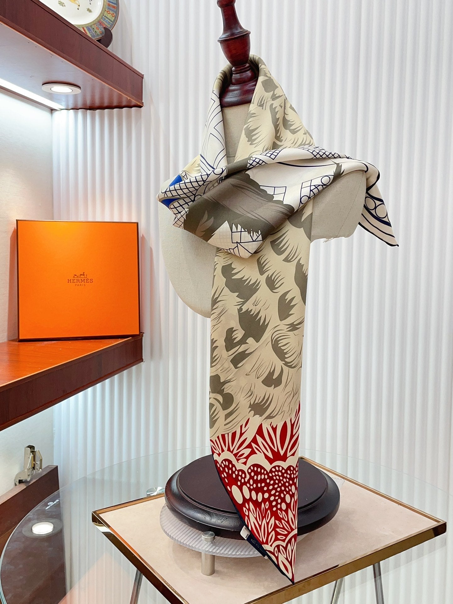 Cocoricooooo! Scarf 90 CM In Red Blue Colorful Silk Twill 348776