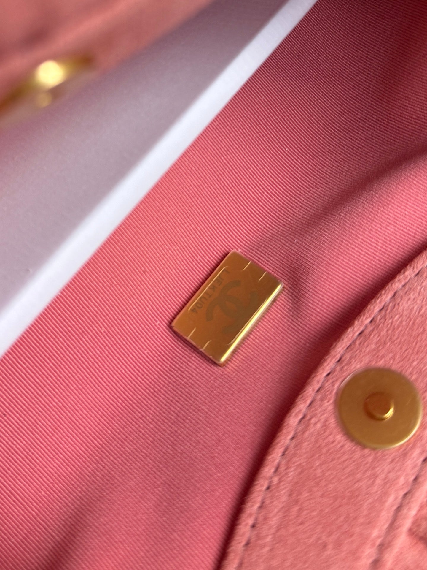 Chanel 2026 Pouch 24cm Pink Tortoiseshell Suede Effect Plexi