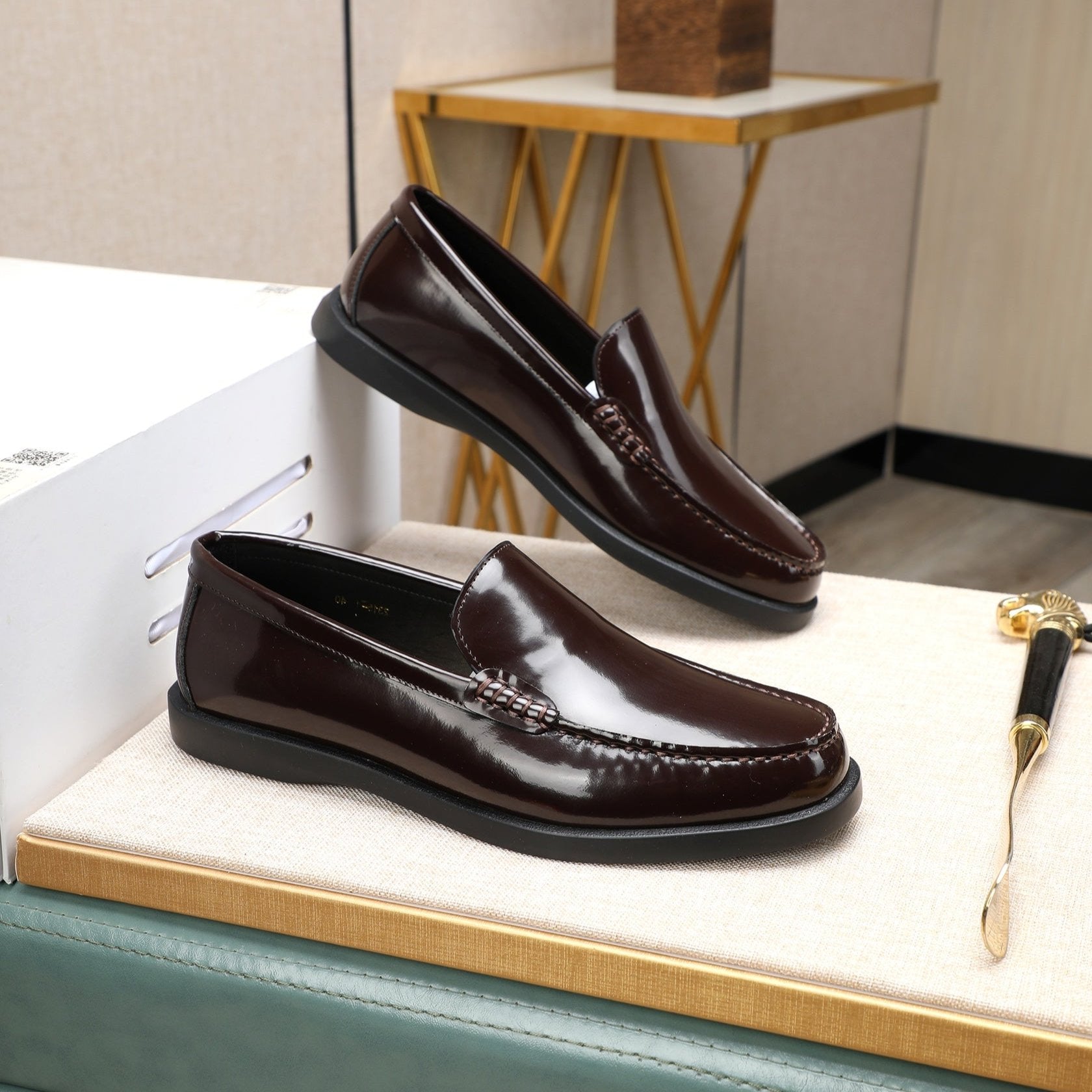 CD RETRO SEWED LOAFER WINE POLISHED CALFSKIN