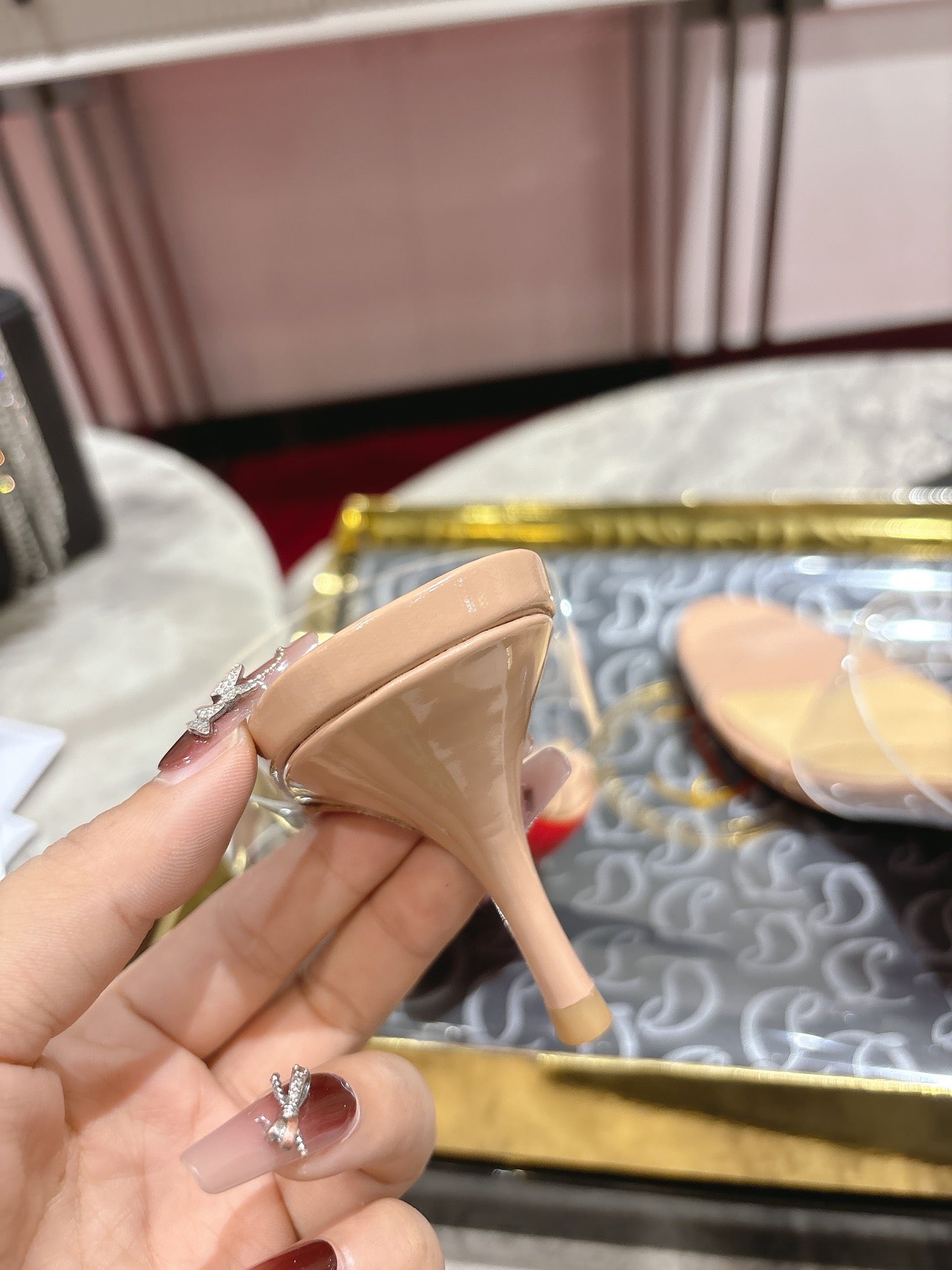 Christian Louboutin 2026 Just Nothing TPU Sandal 55m Beige Leather