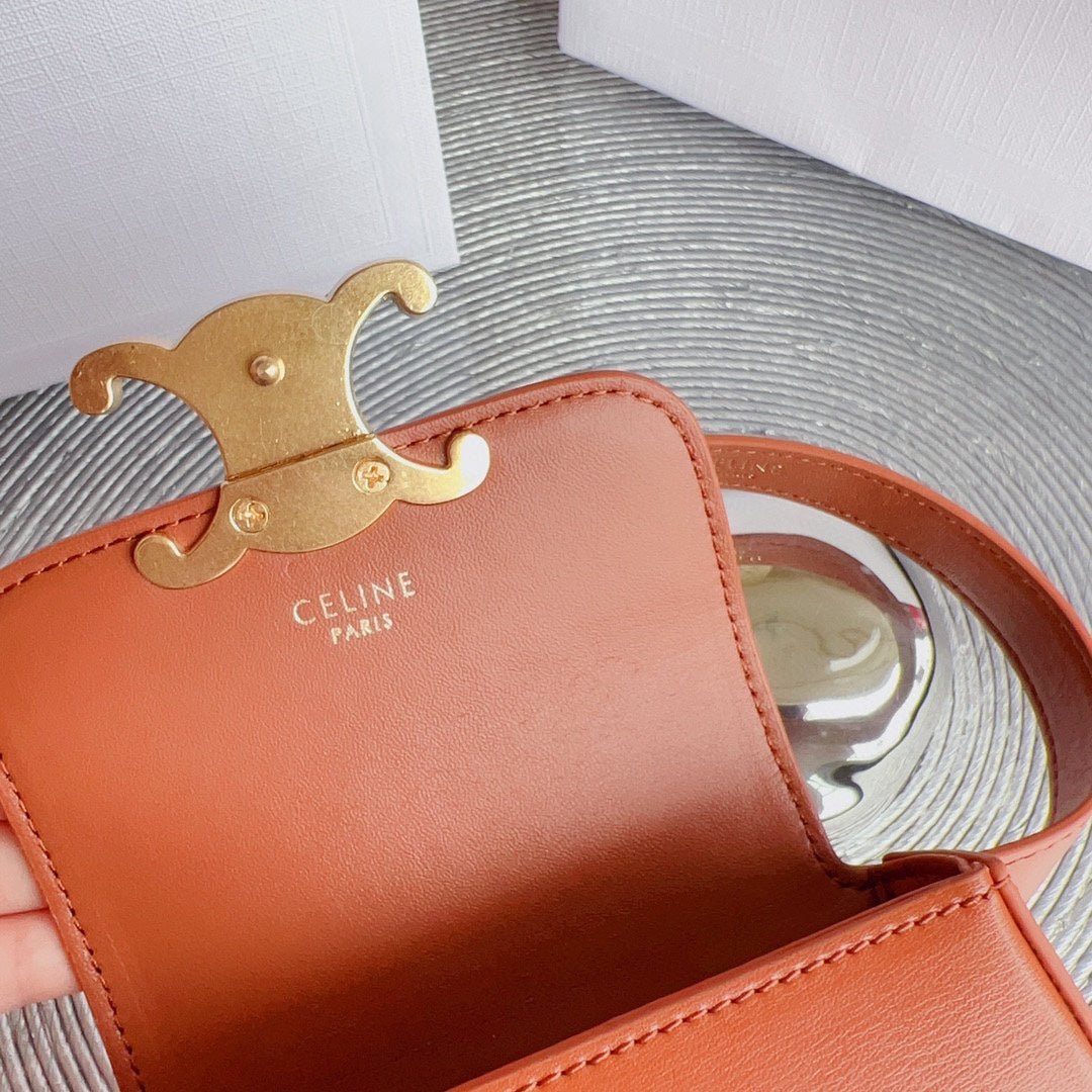 CL BELT BAG TRIOMPHE 25 MM BELT TRIOMPHE ORANGE CALFSKIN GOLD HARDWARE
