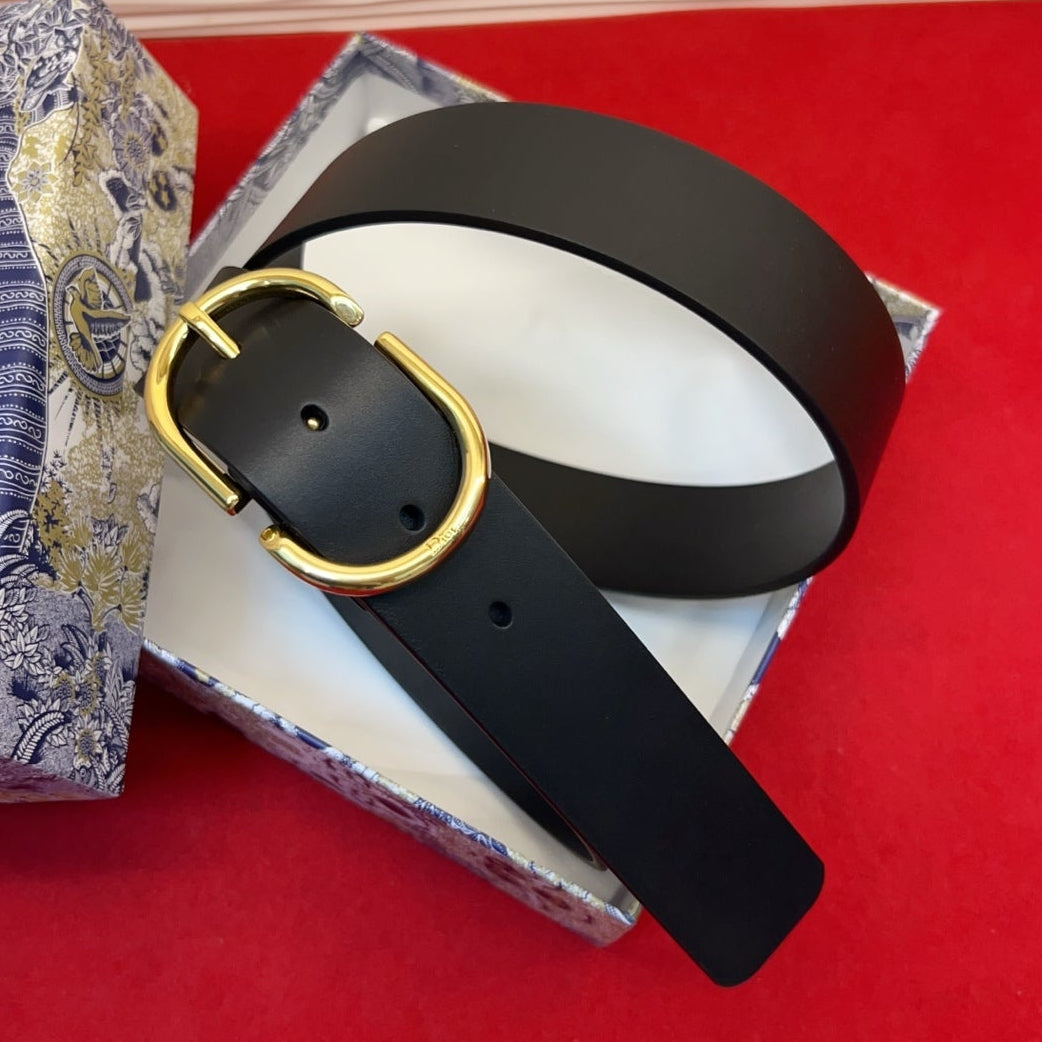 Dior 2026 Oval Buckle Belt 35mm Leather
