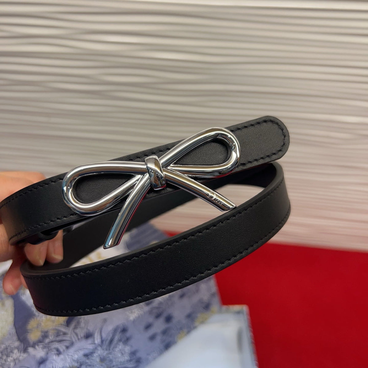Dior 2026 Le Nœud De Silver Buckle Belt 20mm Calfskin