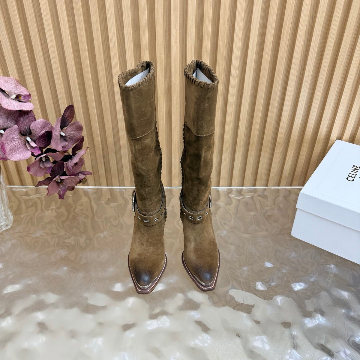 Celine 2026 Chelsea Pointed Toe Boots Suede Leather 995587