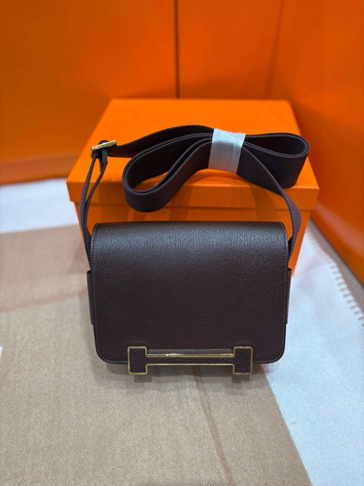 High-end Hermes 2026 Geta Bag 20cm Evercolor Calfskin