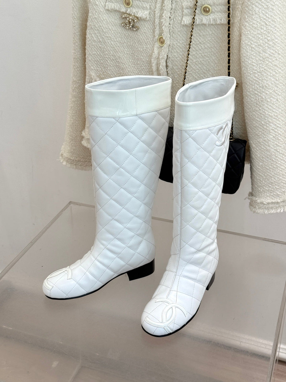 Chanel 2026 Quilted Ligne Cambon Boots Suede Leather 188462