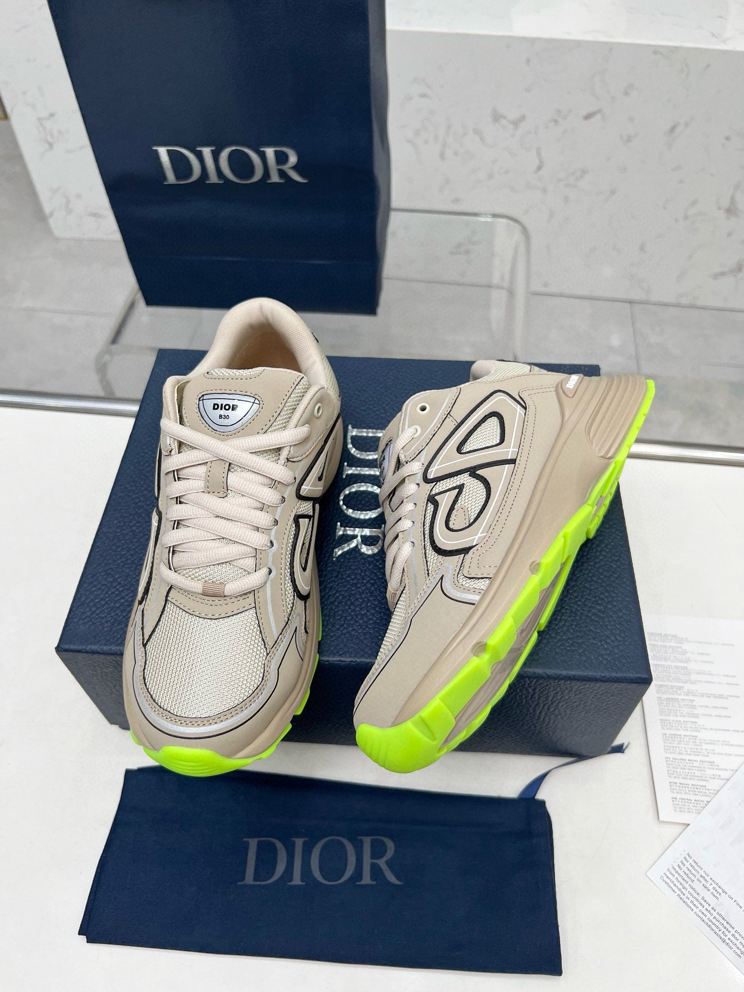 CD B30 SNEAKER KHAKI MESH FABRIC