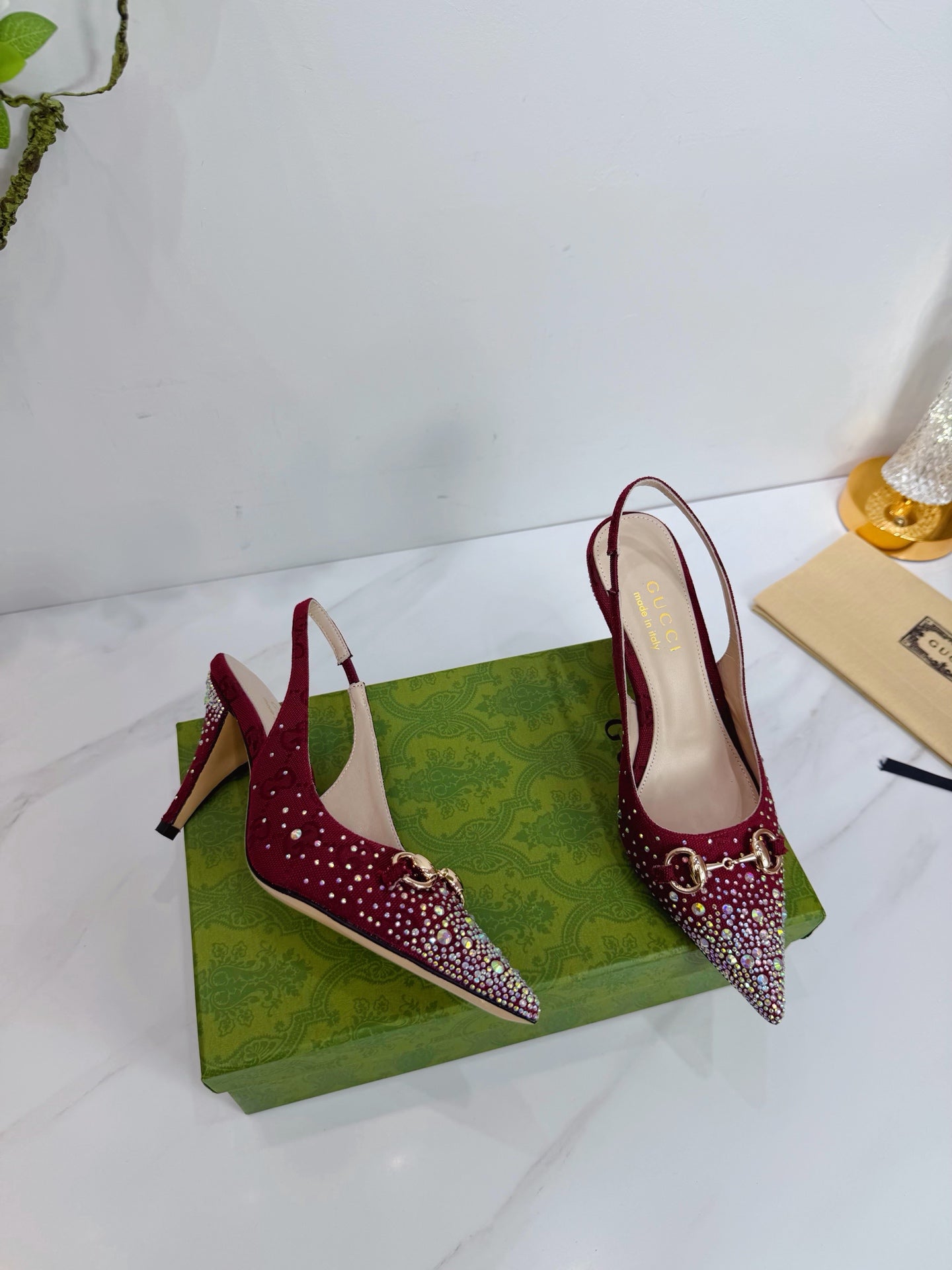 GG 26 Slingback Rhinestones Dark Red Fabric 592424