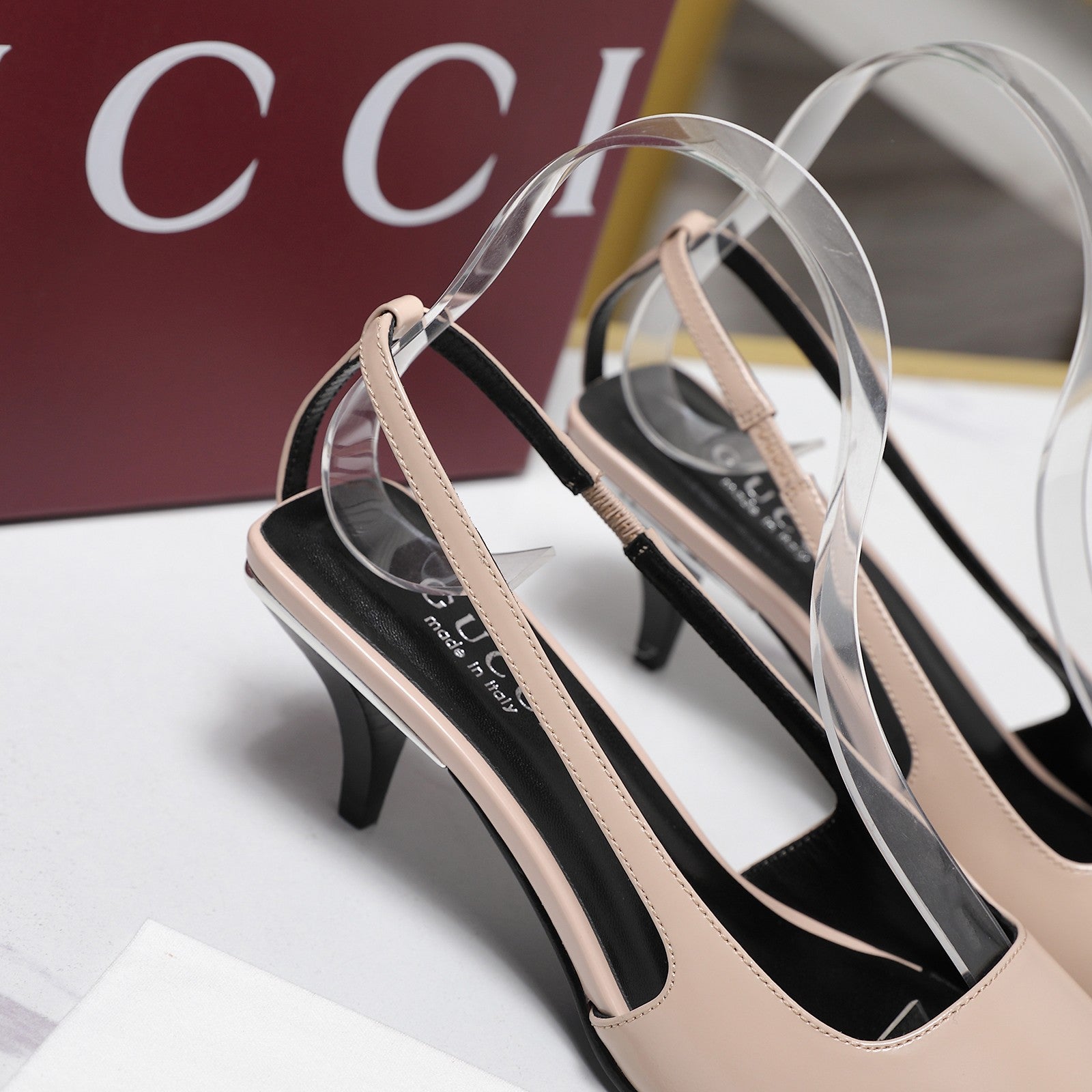 GG 26ss Slingback 60 Light Beige Sheepskin 601090