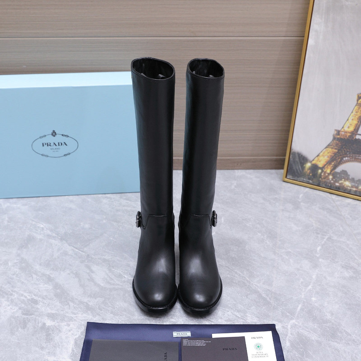 Prada 2026 Buckle Knee-High Boots Cowhide 170687