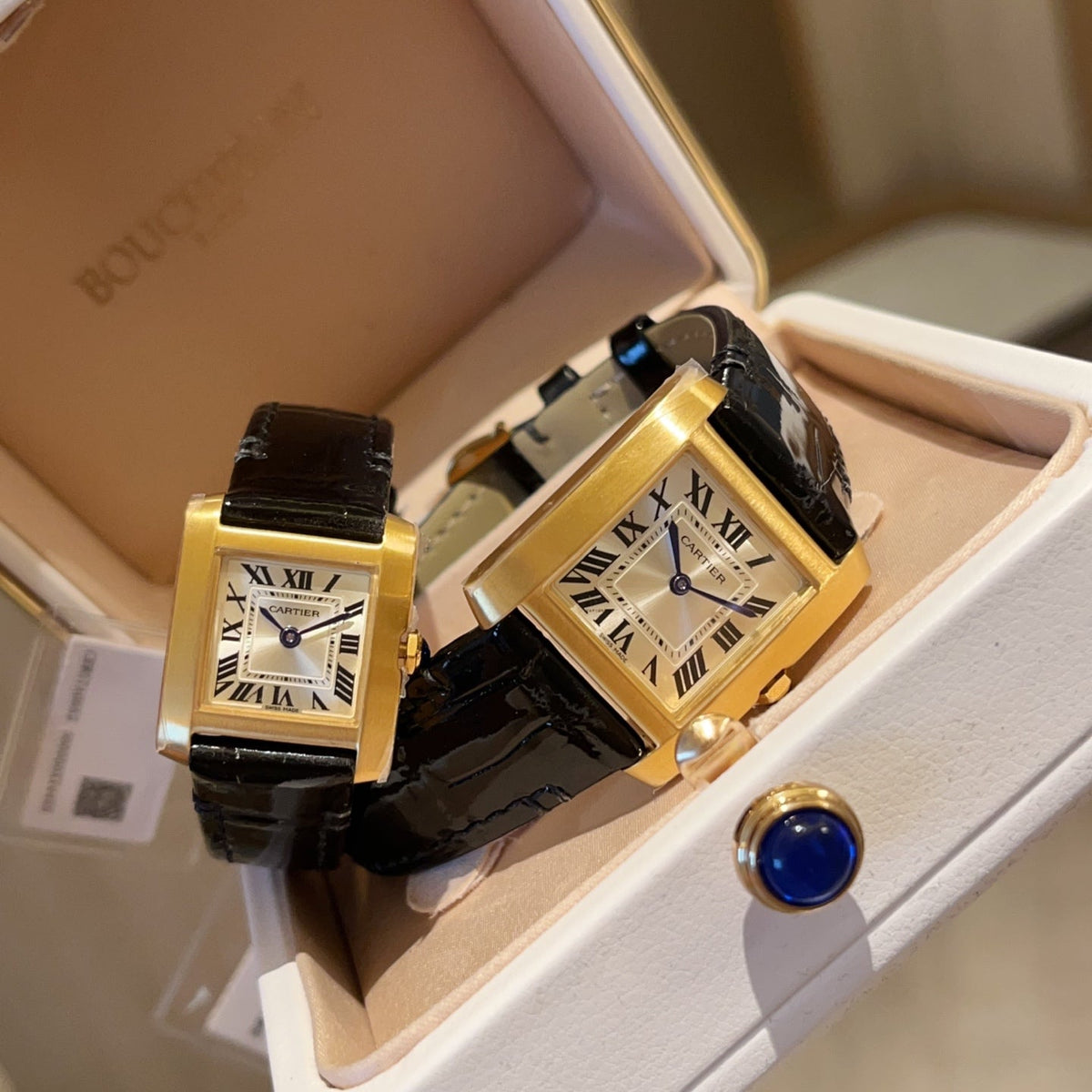 Cartier Tank Francaise 21.2 & 27 Gold Leather