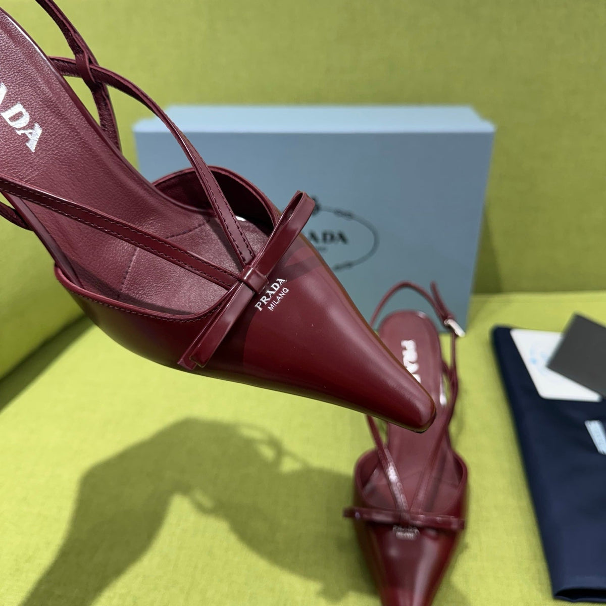 Prada 2026 Pointed Toe Slingback 75mm Suede Leather 148651