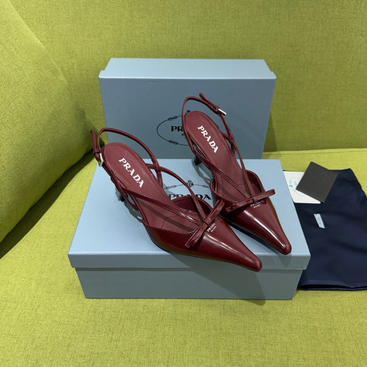 Prada 2026 Pointed Toe Slingback 75mm Suede Leather 148651