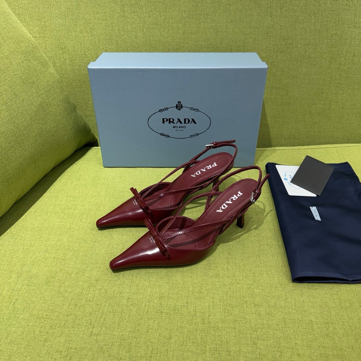 Prada 2026 Pointed Toe Slingback 75mm Suede Leather 148651