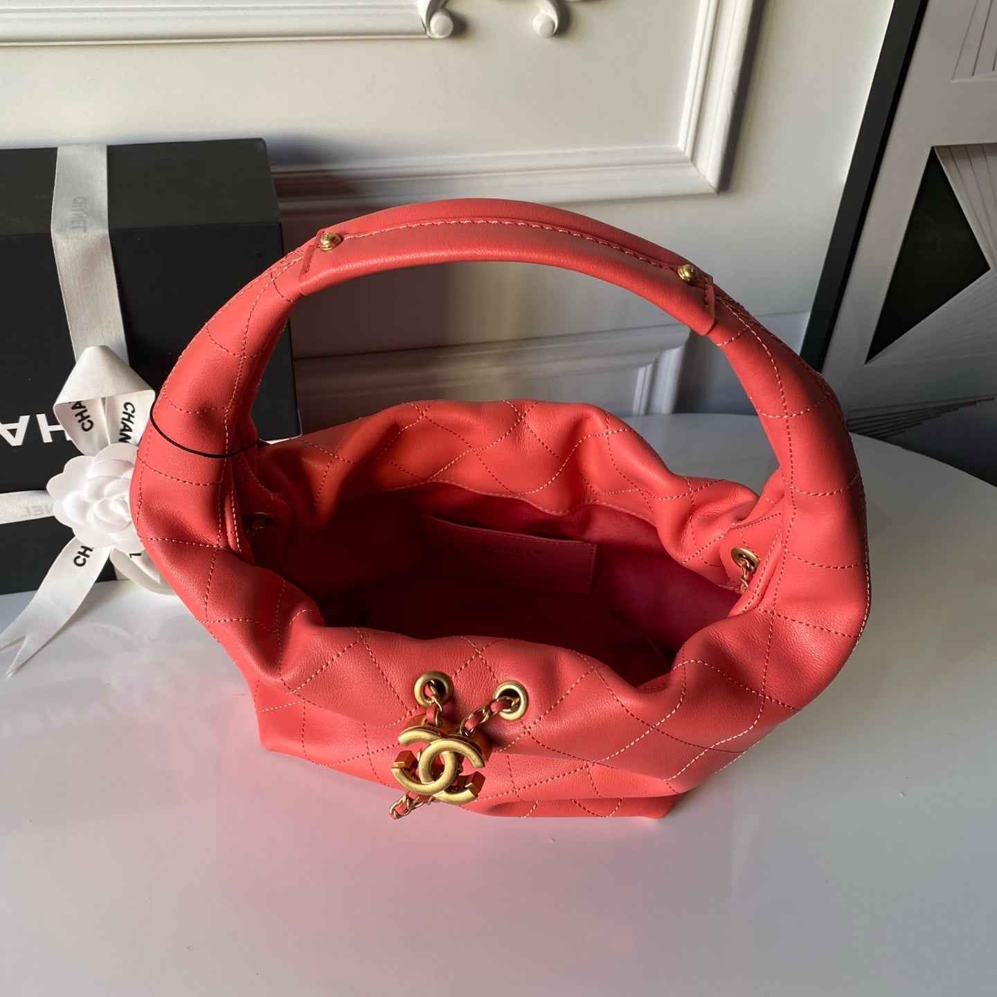 Chanel 2025 Hobo Bag 32cm Red Calfskin 315838