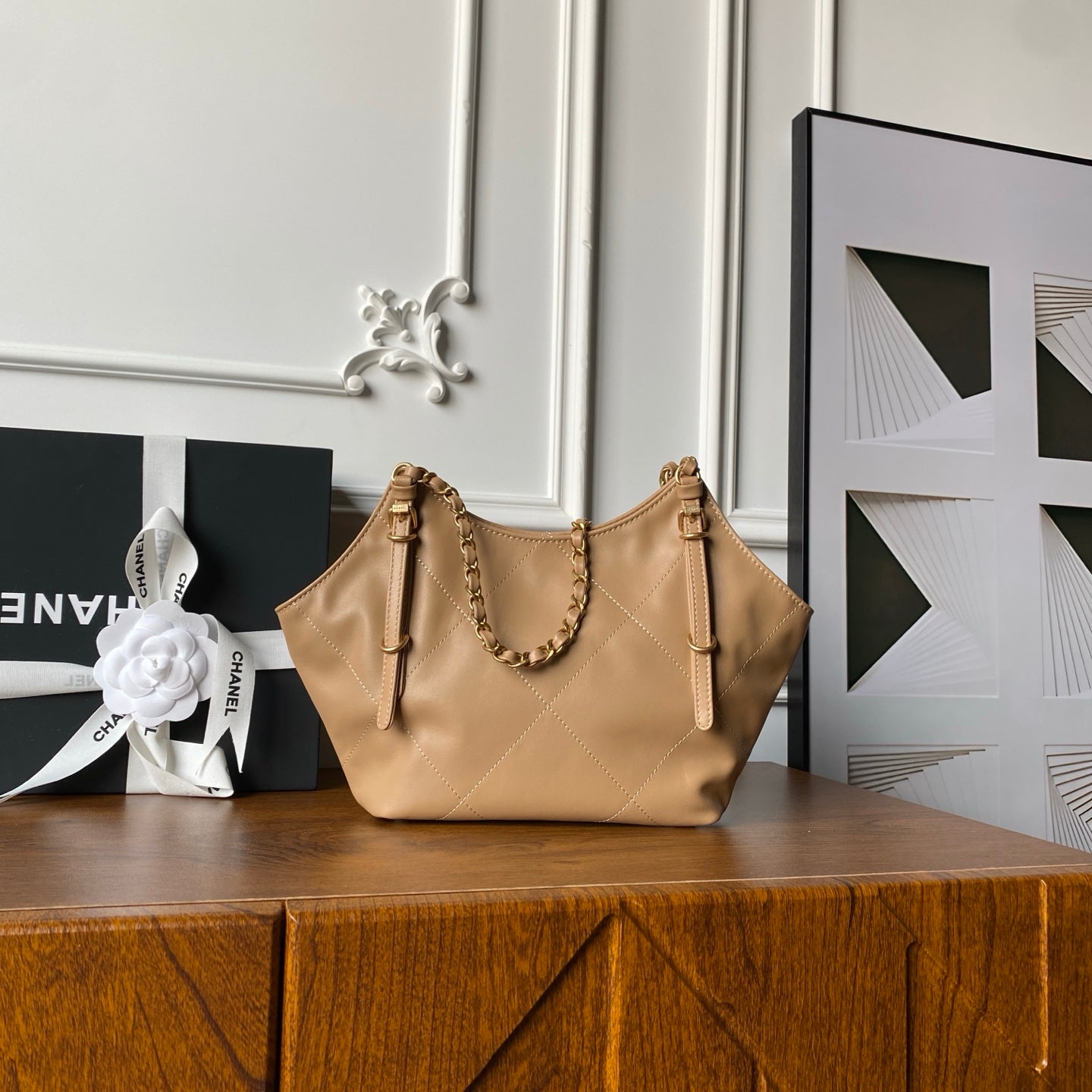 Chanel 2025 Bag 28cm Beige Calfskin 318241