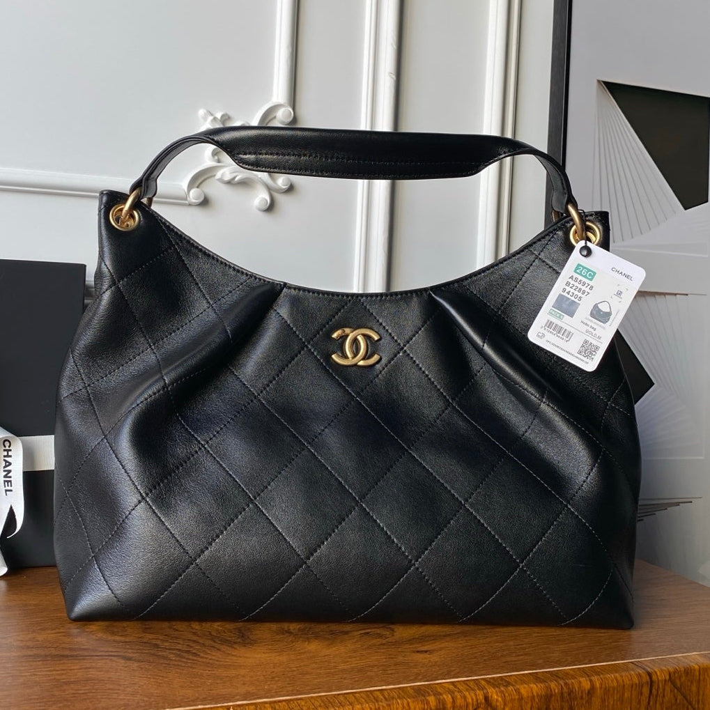 Chanel 2025 Hobo Bag 35cm Black Calfskin 318242