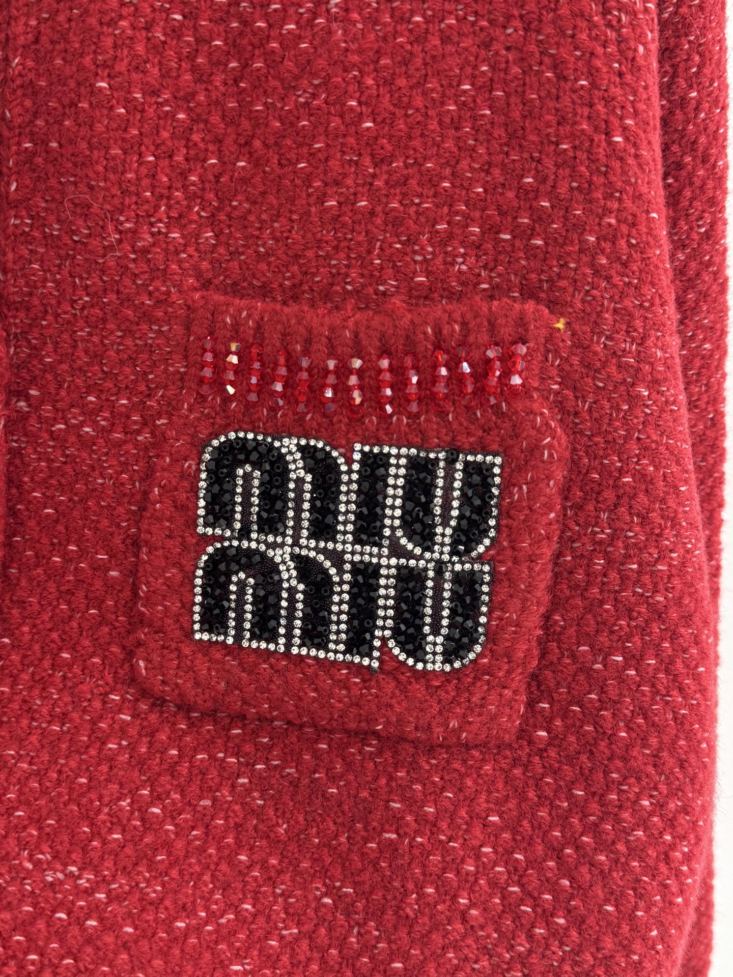 Miumiu 2025 Round Neck Cardigan Red Wool 656467