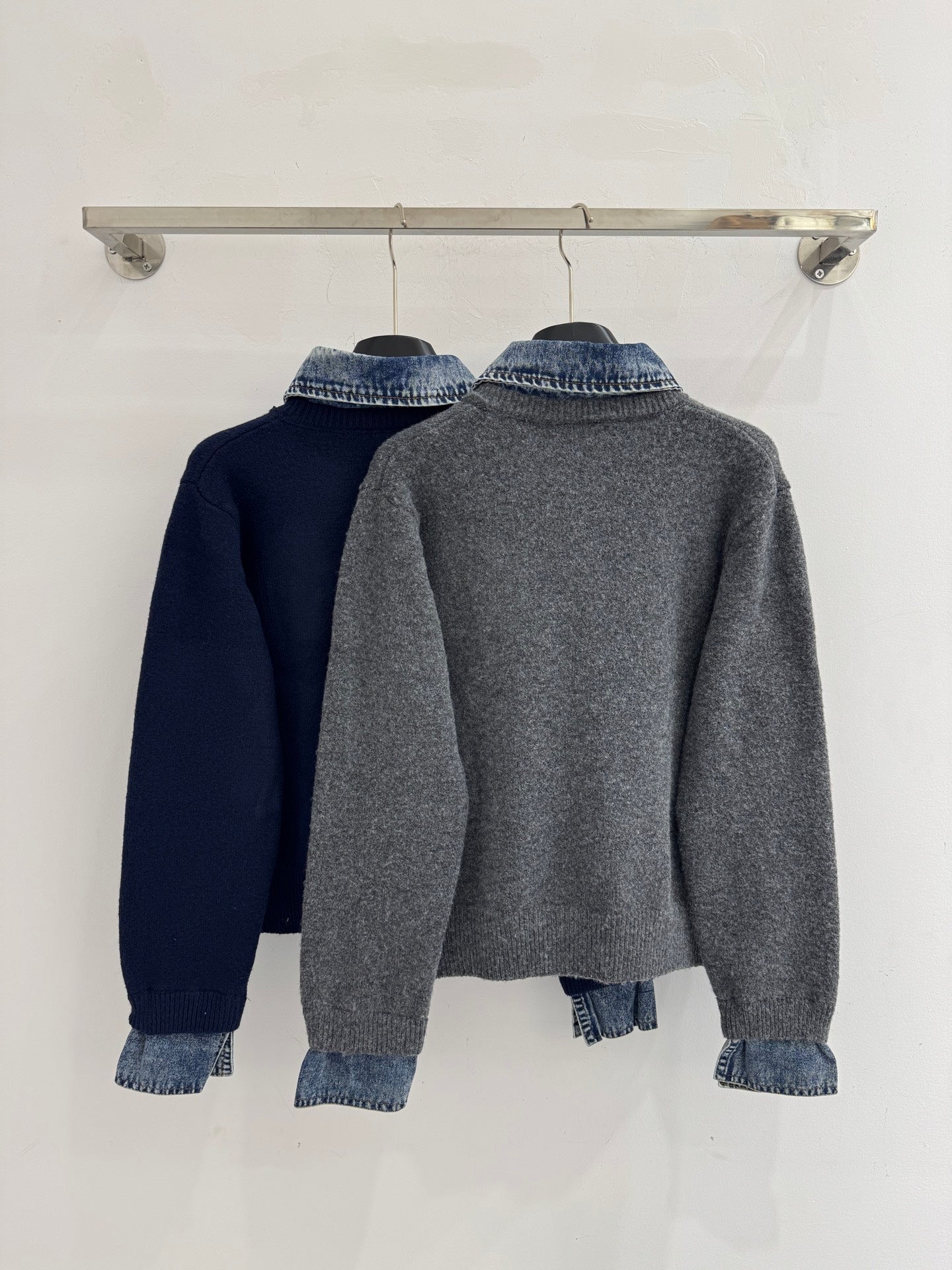 Miumiu 2025 Cardigan with Denim Collar Wool Cashmere
