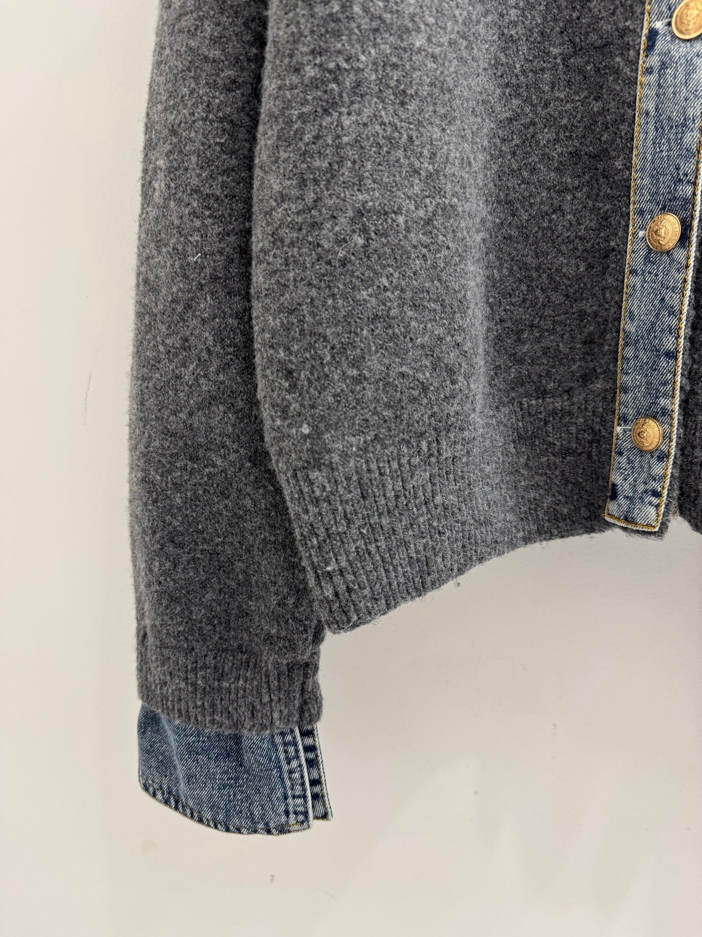 Miumiu 2025 Cardigan with Denim Collar Wool Cashmere
