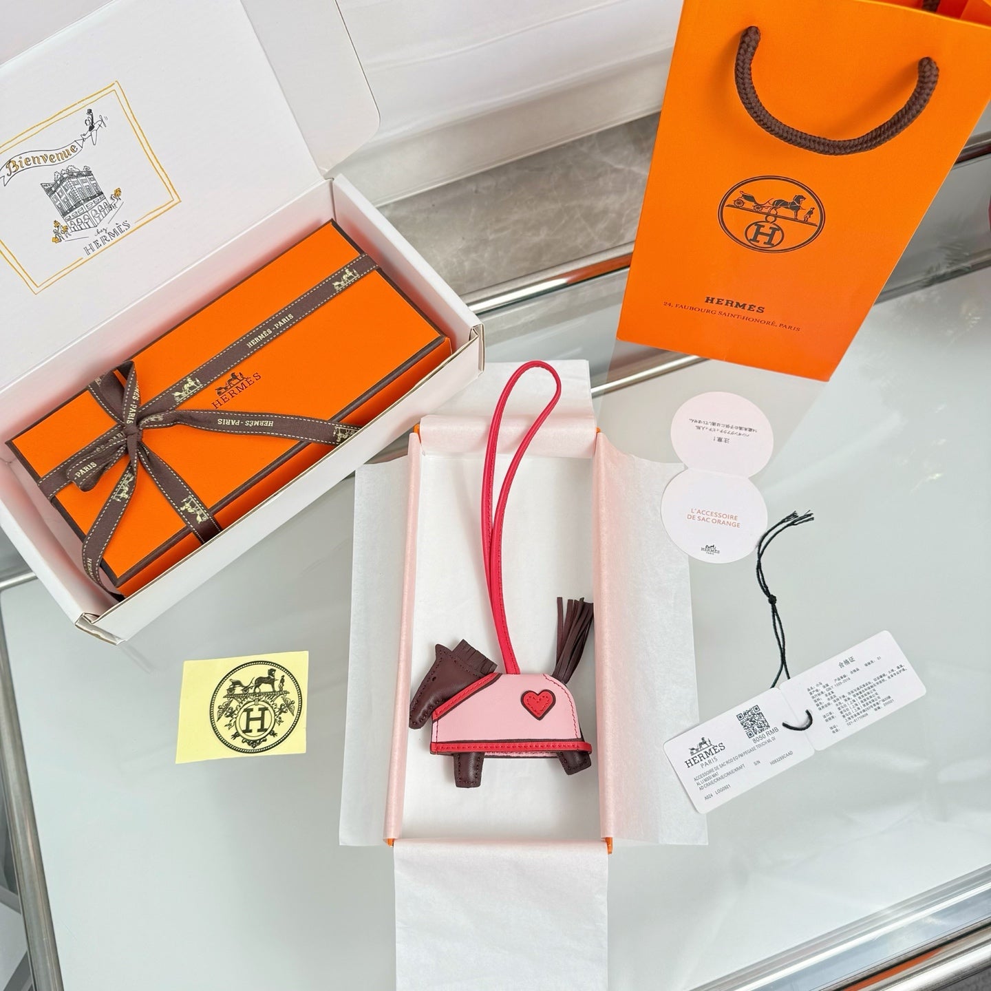 HM Rodeo Robeo Heart PM Charm Pink mix Chocolate Lambskin