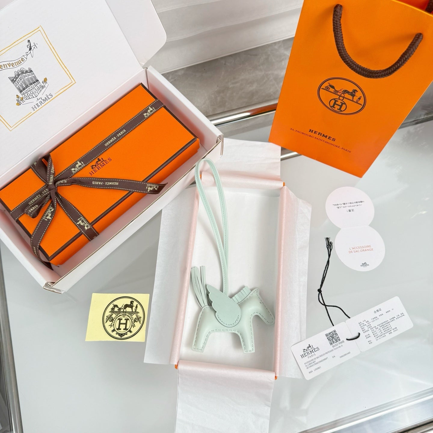 HM Rodeo Pegase PM Charm Mint Green Lambskin