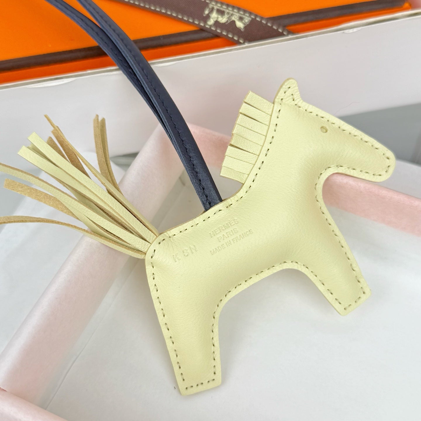 HM Rodeo Robeo Heart PM Charm Light Yellow mix Blue Lambskin