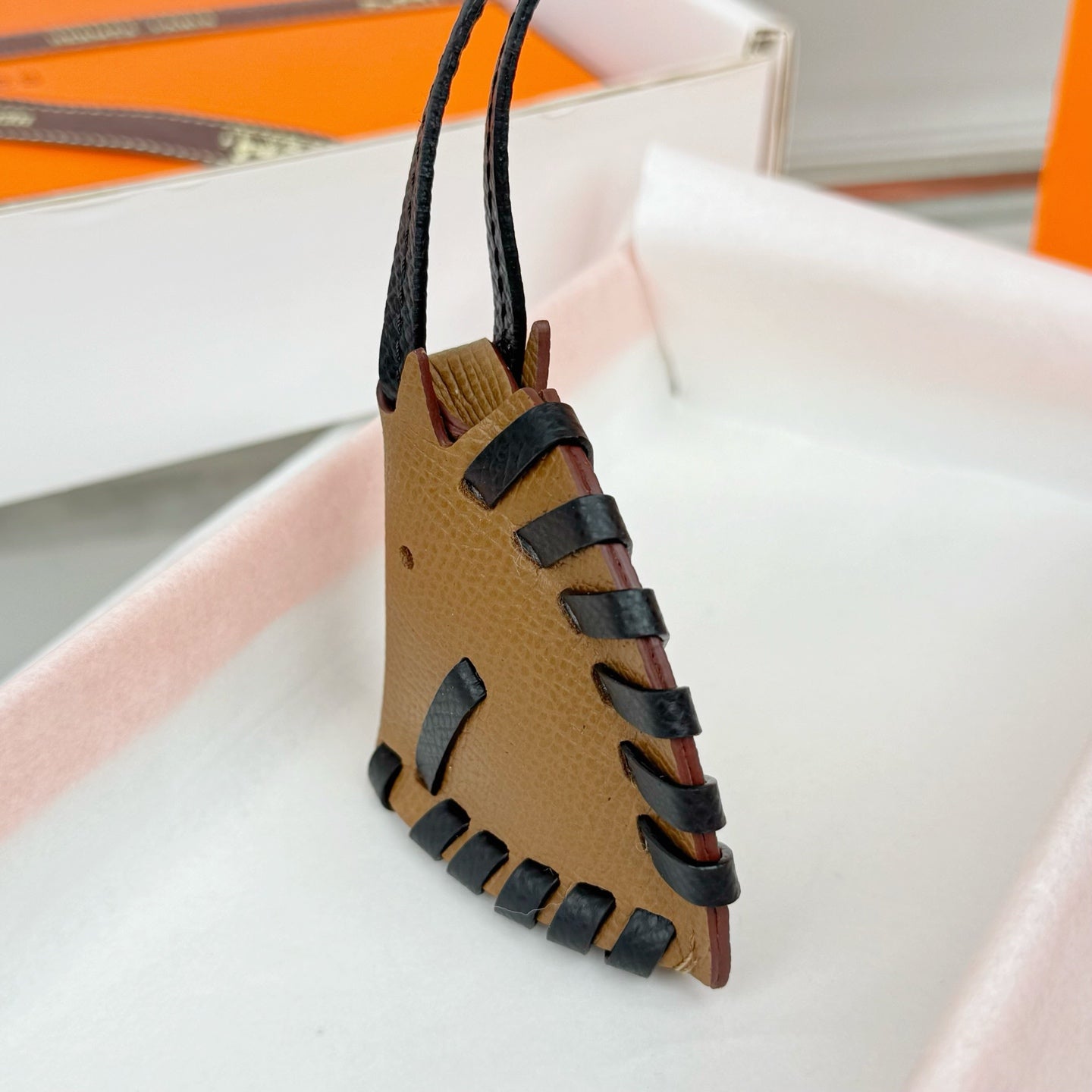 HM Horse Head Charm Brown Black Calfskin